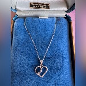 14k White Gold Necklace with Diamond Necklace (vintage)